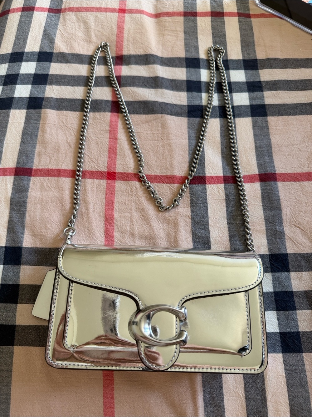 Coach Metallic Silver Patent Chain Crossbody